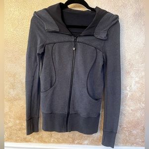 LULULEMON Grey & Black Scuba Zip Up Hoodie Sz 4